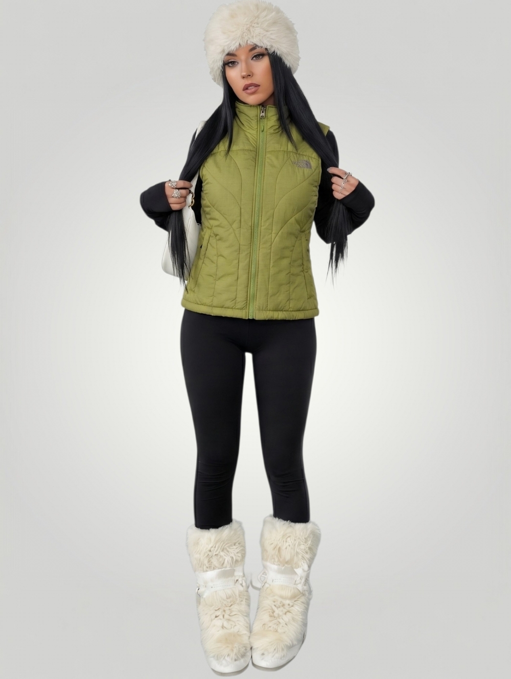The North Face Women's Quilted Puffer Vest Medium Chartreuse Green Outdoor Gorp - Picture 1 of 9